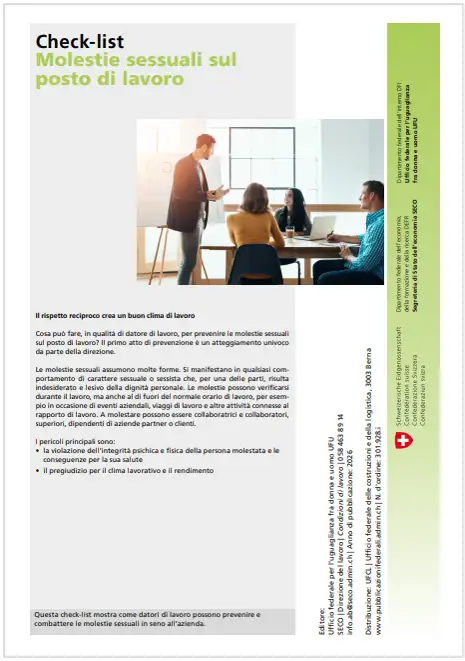 Check list Molestie sessuali sul posto di lavoro / Dicembre 2025 SECO CH